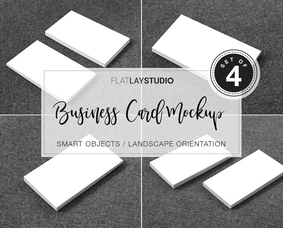 Business Card Mockup Set Of 4 Landscape
