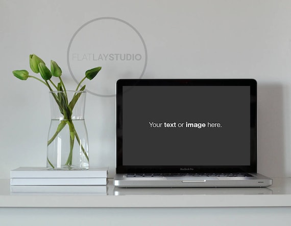 Macbook Mockup Flat Lay Minimalist Styled Stock Photo Macbook Mockup Flat Lay Minimalist Styled Stock Photo