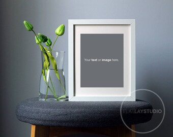 Download Free WHITE PICTURE FRAME Mockup / Flat Lay Minimalist Styled Stock Photo / #64 PSD Template