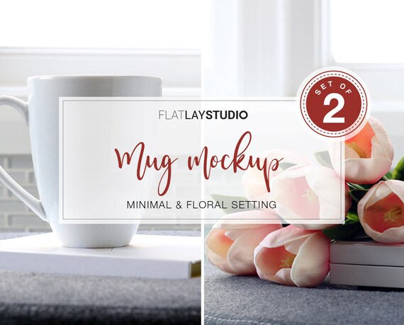 White Blank Mug Mockup Set Of 2