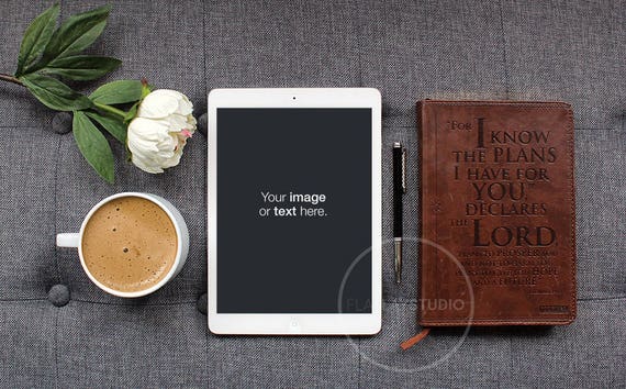 Ipad Mockup Christian Journal Flat Lay Minimalist