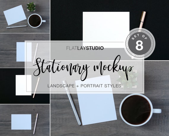 Stationary Mockup Set Of 8 Flat Lay