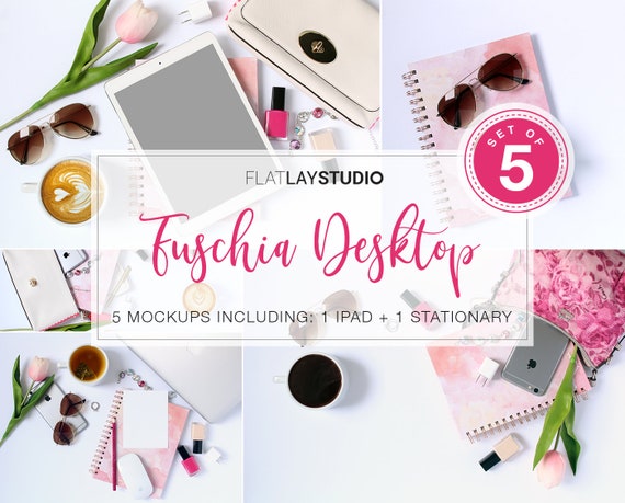 Ipad Mockup Set Of 5 Fuschia Desktop
