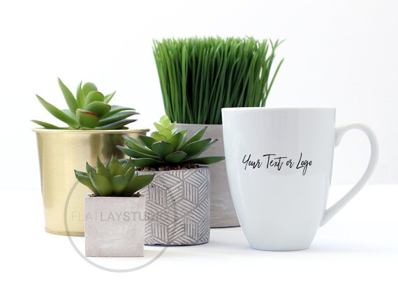 Mug Mockup Flat Lay Minimalist Styled Stock Photo