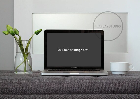 Macbook Mockup Flat Lay Minimalist Styled Stock Photo 67 Etsy