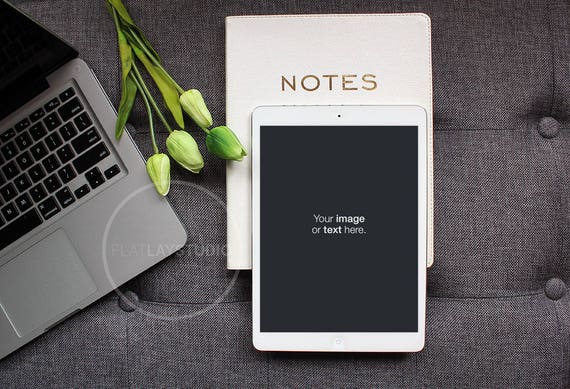 Ipad Macbook Mockup Flat Lay Minimalist Styled Stock Photo Etsy