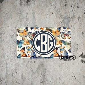 Butterflies Galore Monogram 4x7 License Plate - Personalized Tag for Golf Cart, Side by Side, SXS, Bike -  Golf Cart Accessories - Custom