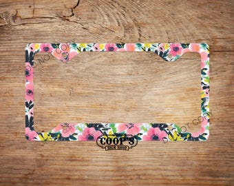 Brushstroke Blossoms License Plate Frame - Car Accessories - License Plate Cover