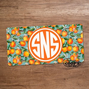 Orange Blossoms License Plate - Monogrammed Vanity Plate - Car Accessories - License Plate - Colorful License Plate - Personalized Gift