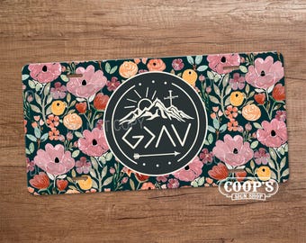 God Is Greater Than - Pretty Painted Florals License Plate