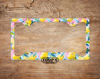 Sweet Lemon Bows License Plate Frame - Vehicle Accessories - Car Decor - Auto Tag Frame