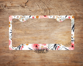 Pink Flower License Plate Frame - Matches Personalized Plate In Our Shop - Car Accessories - Car Plate Frame - Auto Tag Frame - New Driver