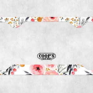 Pink Flower License Plate Frame - Matches Personalized Plate In Our Shop - Car Accessories - Car Plate Frame - Auto Tag Frame - New Driver