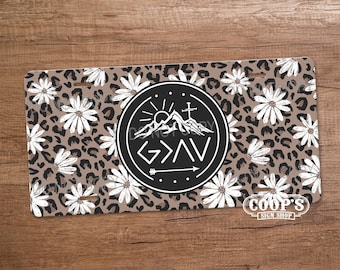 God Is Greater Than - Leopard Daisy License Plate