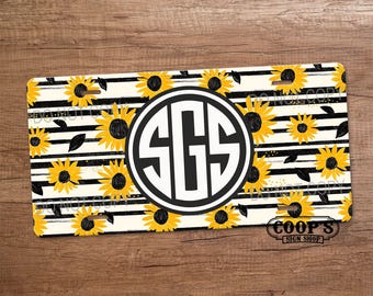 Sunflower Soul Monogram License Plate - Car Accessories