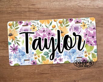 Blooming Cottage Name License Plate - Personalized Vanity Plate - Car Decor