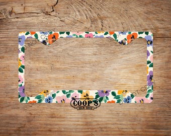Pansy Pop Floral License Plate Frame - Car Accessories