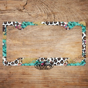 Serape and Cheetah License Plate Frame - Matches Personalized Plate In Our Shop - Car Accessories - License Plate Cover - Auto Tag Frame