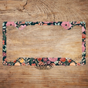 Pretty Painted Florals License Plate Frame - Matches Personalized Plate In Our Shop - Car Accessories - Car Plate Frame - Auto Tag Frame
