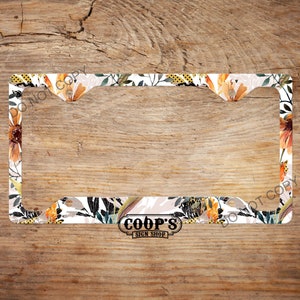 Orange Flowers License Plate Frame - Matches Personalized Plate In Our Shop - Vehicle Accessories - Frame - Auto Tag Frame - New Driver Gift