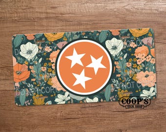 Poppy Field TriStar License Plate - Tri Star Tennessee - License Plate - Car Accessories - Vanity Plate for Front of Car - Pretty Tag