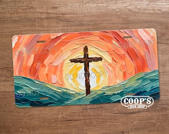 Faith at Sunset Cross Vanity Plate - Christian Car Tag - Faith Based Gifts