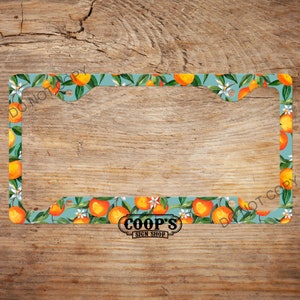 Orange Blossoms License Plate Frame - Matches Personalized Plate In Our Shop - Car Accessories - License Plate Cover - Auto Tag Frame