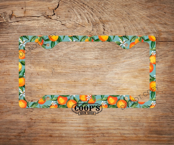 Orange Blossoms License Plate Frame - Matches Personalized Plate In Our Shop - Car Accessories - License Plate Cover - Auto Tag Frame