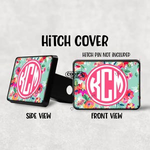 Personalized Monogram Hitch Cover - Floral Trailer Hitch Cover - Custom Hitch Cover - Hitch Plug -  SUV - Truck  - New Driver Gift - Hitch