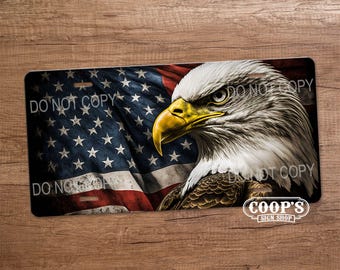 Patriotic Eagle License Plate - American Eagle Tag - Red White and Blue Plate - Stars and Stripes - USA
