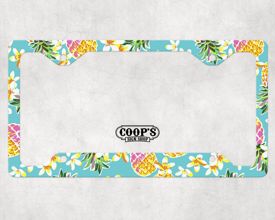 Cute Pineapple License Plate Frame Matches Personalized Etsy
