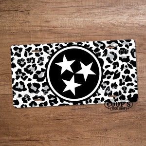 Tri Star Cheetah Spots License Plate - Tri Star Tennessee - License Plate - Car Accessories - Vanity Plate for Front of Car - TN