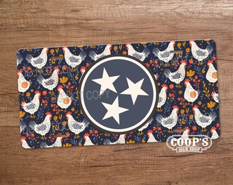 Chick Chick Tri Star License Plate - Tennessee - Chicken Mom - Vehicle  Accessories - TN Vanity Plate - Tristar