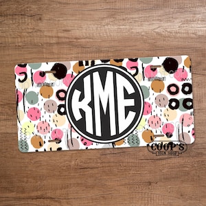 Creative Doodles Monogram License Plate - Personalized Car Tag - Monogram License Plate - Car Accessories - Custom Gift - Pretty Car Tag