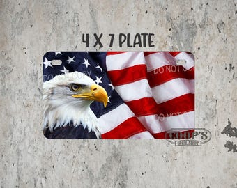 American Flag With Eagle 4x7 License Plate - Tag for Golf Cart