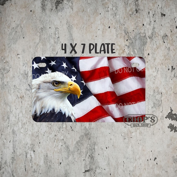 American Flag With Eagle 4x7 License Plate - Tag for Golf Cart
