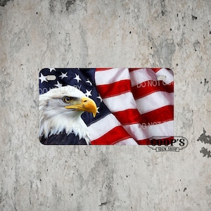 American Flag with Eagle 4x7 License Plate - Tag for Golf Cart, Side by Side, SXS, Bike - Red White and Blue  - ATV - Golf Cart Accessories