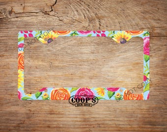 Sunshine Flowers License Plate Frame - Car Accessories - Car Plate Frame - Auto Tag Frame