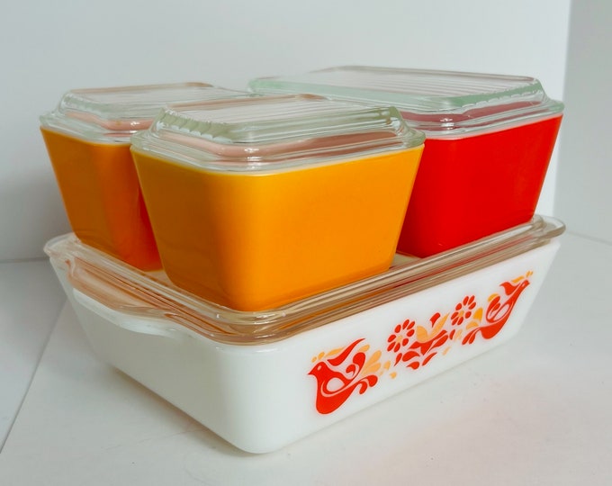Pyrex Friendship Refrigerator Dish Set, 8 Pieces 501 502 503 W Lids