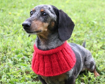 Dog Neck Warmer Cowl Knitted in All Natural Red Alpaca Yarn