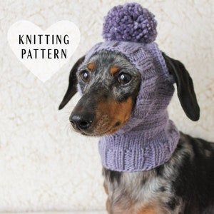 KNITTING PATTERN, Mini Dachshund Dog Hat, Small Dog Hat, Knitted Dog Hat, Dog Clothes, Dog Fashion, Dog Gift, Pet Lover Gift, Wiener Dog Hat image 1