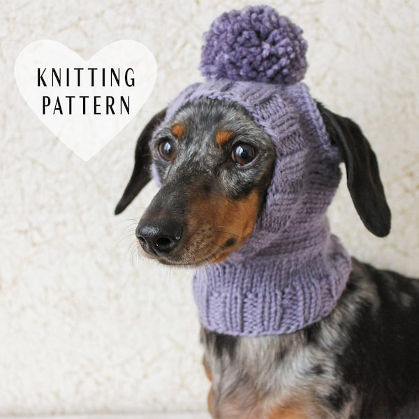 KNITTING PATTERN, Mini Dachshund Dog Hat, Small Dog Hat, Knitted Dog Hat, Dog Clothes, Dog Fashion, Dog Gift, Pet Lover Gift, Wiener Dog Hat