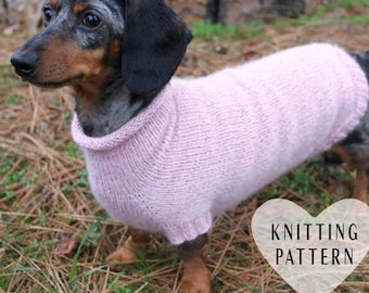 KNITTING PATTERN, Mini Dachshund, Seamless, Dog Sweater, Kint, Dog, Dachshund, doxie, wiener dog, pets, pet clothes, knit, knitted, DIY
