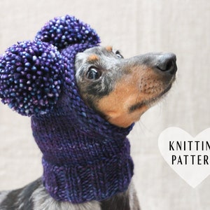 KNITTING PATTERN Chunky Double Pom-Pom Small Dog Hat image 1