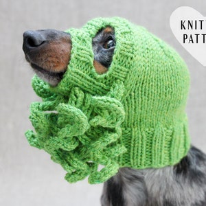 Knitting Pattern, Cthulhu Dog Hat, Knitted Cthulhu Mask, Cthulhu Dog Costume, H. P. Lovecraft, Cthulhu Monster, Dog Hat, Dog Ski Mask, Dogs