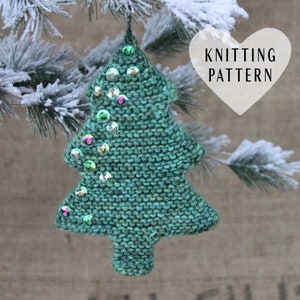 KNITTING PATTERN, Knitted Christmas Tree Ornament, Knit, hanging ornament, DIY project, garter stitch, holiday, tree, knitting project