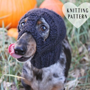 KNITTING PATTERN, Dog Hat Ski Mask Knit Bandit Mini Dachshund Costume