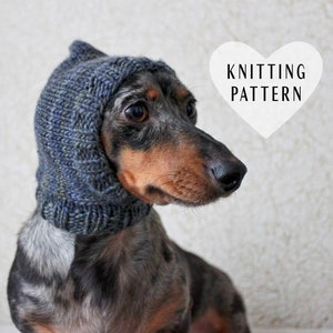 KNITTING PATTERN, Dog Hat, Knit Hat, Pet Clothing, Pets, Pet Clothes, Dogs, Mini Dachshund, Little Dog, Knitted Hood, DIY Gift, Wiener-Dog