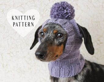 KNITTING PATTERN, Mini Dachshund Dog Hat, Small Dog Hat, Knitted Dog Hat, Dog Clothes, Dog Fashion, Dog Gift, Pet Lover Gift, Wiener Dog Hat