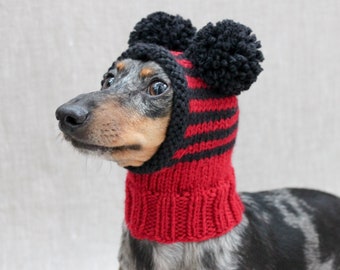 Dog Hat in Black and Red Made Out of Eco Friendly Natural Wool